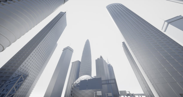 抽象的现代城市景观三维模型图片下载