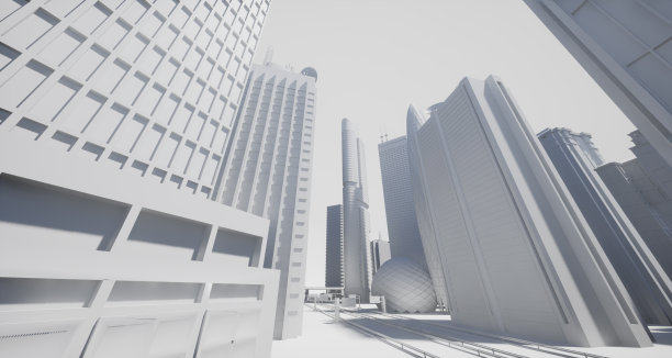 抽象的现代城市景观三维模型图片下载