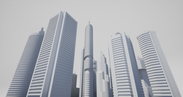 抽象的现代城市景观三维模型图片下载
