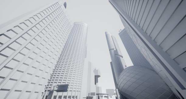 抽象的现代城市景观三维模型图片下载