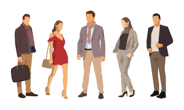 商务人群，孤立几何矢量插图，男女，平面设计图片下载
