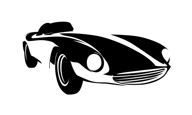 老式复古车，孤立的矢量剪影。经典的汽车图片下载