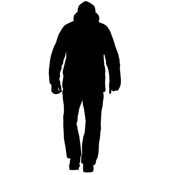 白色背景上行走的人的剪影图片下载