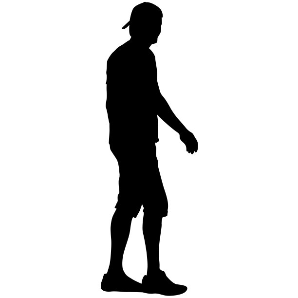 白色背景上行走的人的剪影图片下载