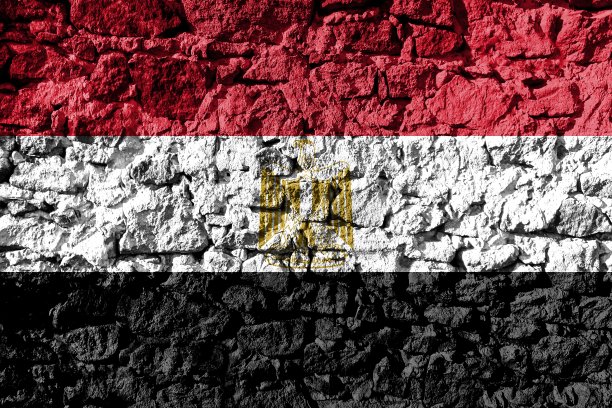 石墙上的埃及国旗图片下载