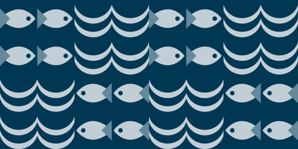 水下无缝边界，几何马赛克背景。水下世界，海洋，海洋。海洋矢量图案图片下载