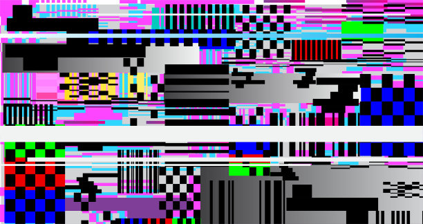 故障纹理，无信号电视屏幕，错误复古风格矢量插画图片下载