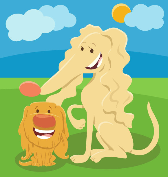 卡通狗与可爱的小狗动物角色图片下载