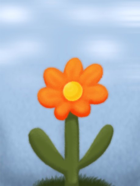 可爱的手绘毛茸茸的花与皮毛纹理，幼稚的植物贺卡图片下载