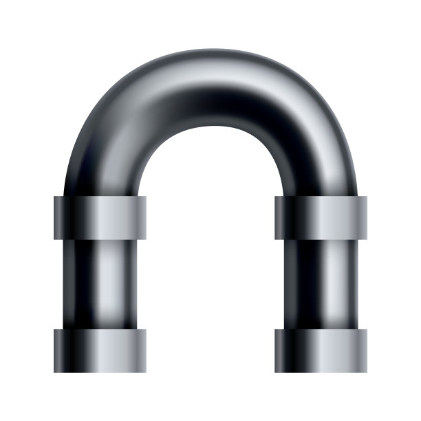 金属管道。带连接的工业管道。3d光面不锈钢管的水或气体。工程管道系统的组成部分图片下载