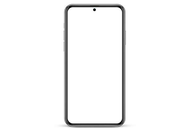 现实的智能手机模型。手机矢量与孤立的白色背景。设备前视图。带有阴影的3D手机。逼真的，高质量的智能手机模型ui ux演示。图片下载