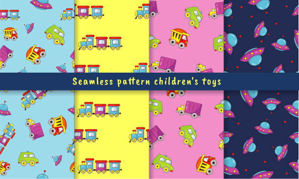 无缝模式儿童玩具运输图片下载