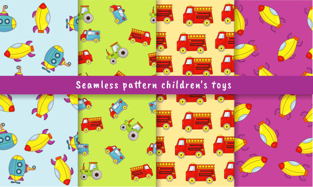 集无缝模式儿童玩具运输图片下载