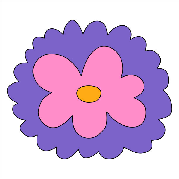 矢量复古彩虹嬉皮花。迷幻隔离复古植物。怀旧60年代，70年代，80年代的时髦时髦。纹身模板和元素打印。童心花有机标志。绘图仪轮廓图片下载