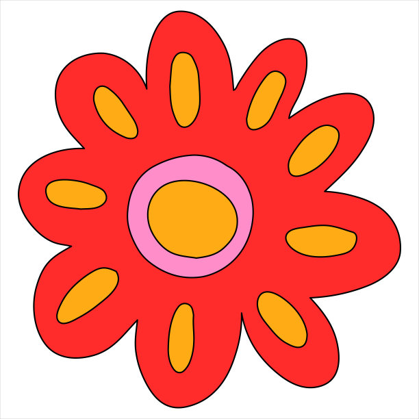 矢量复古彩虹嬉皮花。迷幻隔离复古植物。怀旧60年代，70年代，80年代的时髦时髦。纹身模板和元素打印。童心花有机标志。绘图仪轮廓图片下载