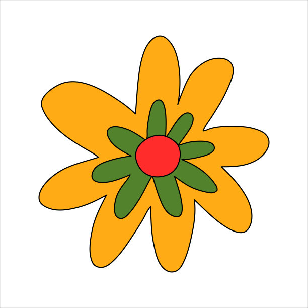 矢量复古彩虹嬉皮花。迷幻隔离复古植物。怀旧60年代，70年代，80年代的时髦时髦。纹身模板和元素打印。童心花有机标志。绘图仪轮廓图片下载