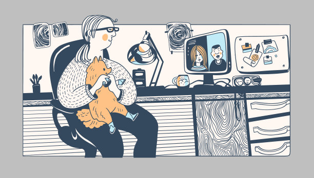 一个女人在遛狗前给狗穿上鞋子图片下载