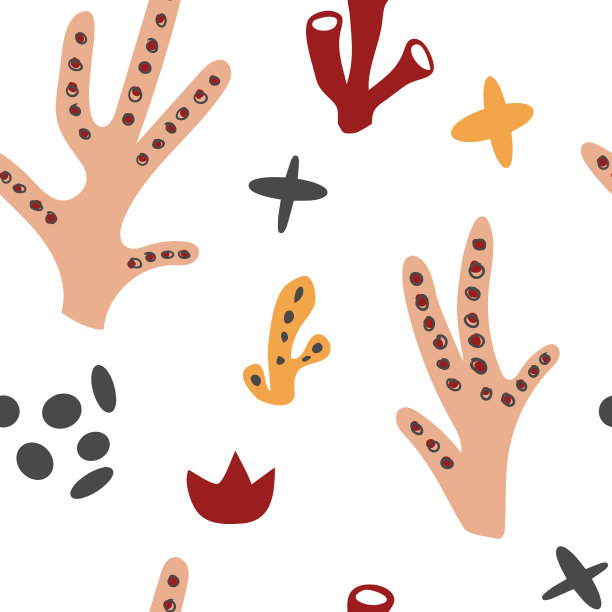 珊瑚无缝图案手绘风格图片下载