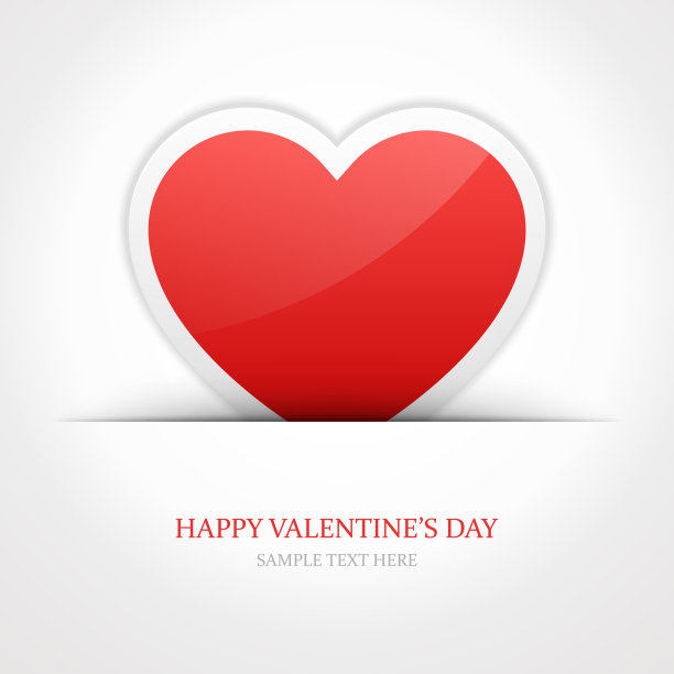 快乐的情人节与心贴纸矢量海报。浪漫的红色礼物与爱情约会的邀请。图片下载