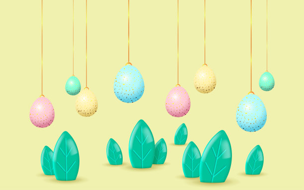 用鸡蛋和树叶组成的复活节节日图片下载
