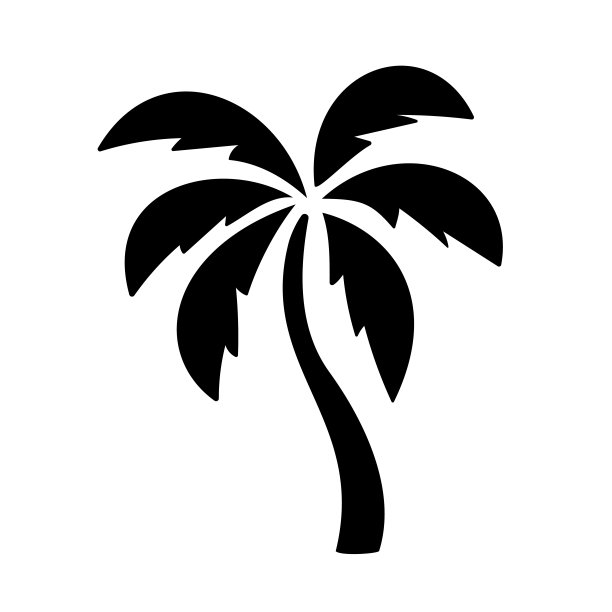 椰子树轮廓。夏日夕阳海设计图片下载