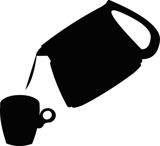 矢量插图黑色剪影水壶和杯子图片下载