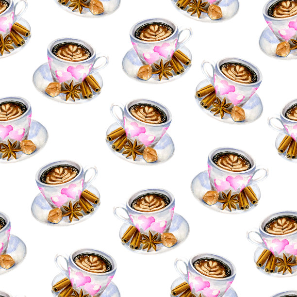 咖啡杯无缝图案图片下载