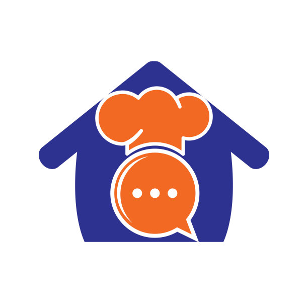 厨师谈矢量标志设计。帽子炊具和聊天符号的插图。图片下载