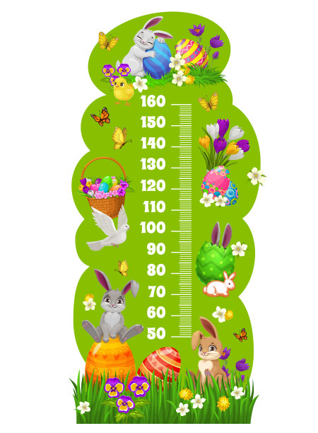 孩子们的身高图表复活节兔子生长仪图片下载