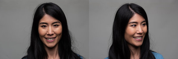 亚洲中年妇女看着相机和远离图片下载