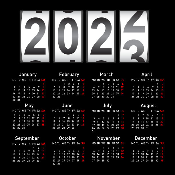 2023年时尚日历。一周从星期一开始图片下载