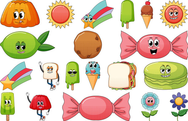 一套表情搭配复古美食图片下载