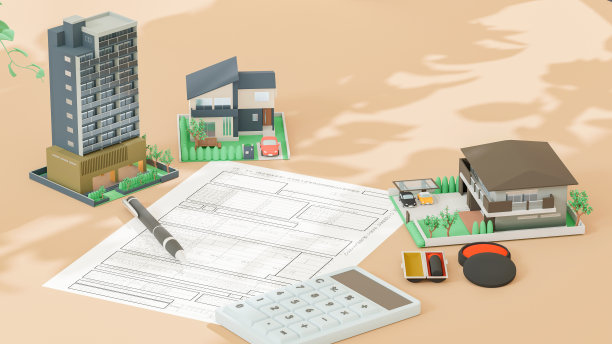 由3D插图组成的按揭扣款报表图像。图片下载