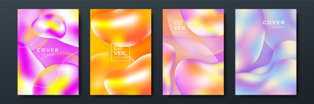 抽象潮流梯度流动几何图案背景纹理海报封面设计。最小的颜色梯度横幅模板。现代矢量波形小册子图片下载