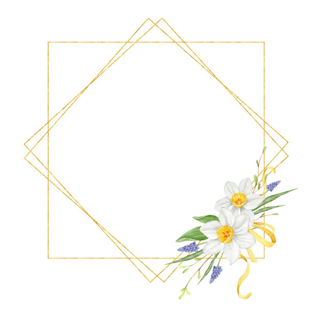 水彩春花框图片下载