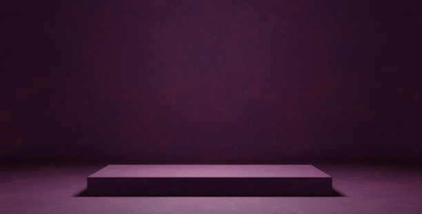 肮脏的水泥平台舞台显示亮紫色抽象背景蒙太奇显示3D渲染图片下载