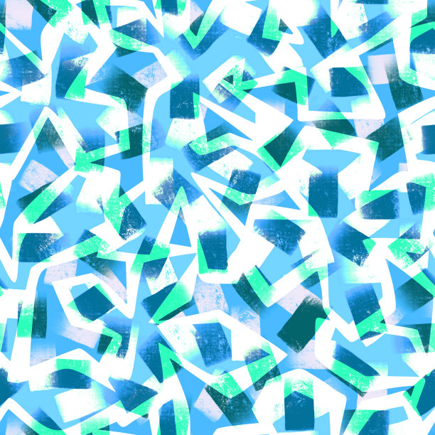 多边形的模式。几何无缝纹理制成的矩形重叠多边形图形。混乱复杂的图形。带有方形和不规则变形形状的抽象垃圾风格设计。图片下载