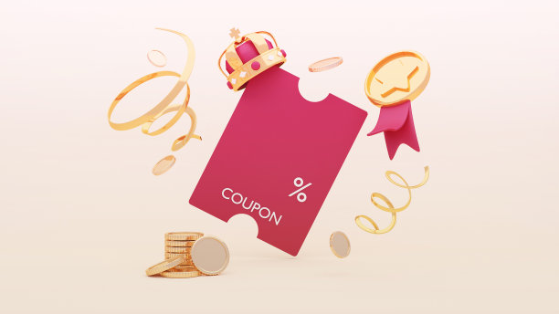 弹出电子商务优惠券。3d插图和渲染。图片下载