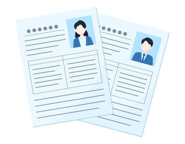 简历和报名表的插图。男女文件。招聘活动概念设计。图片下载