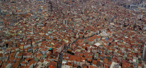 伊斯坦布尔的住宅建筑。城市的扩张。鸟瞰图，土耳其伊斯坦布尔市图片下载