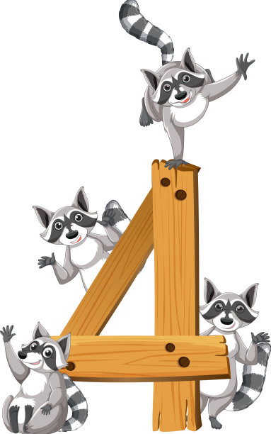 四个浣熊附在四号上图片下载