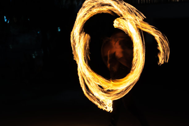 火火秀，一场带着燃烧的火的夜间表演。图片下载