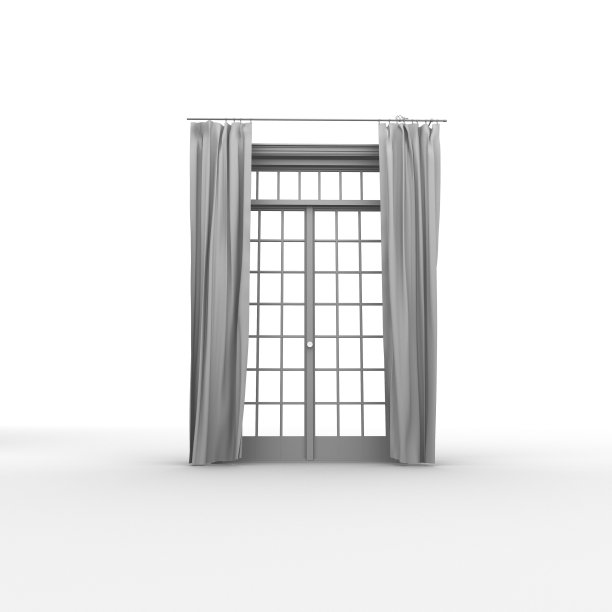 窗口与窗帘3d渲染图片下载