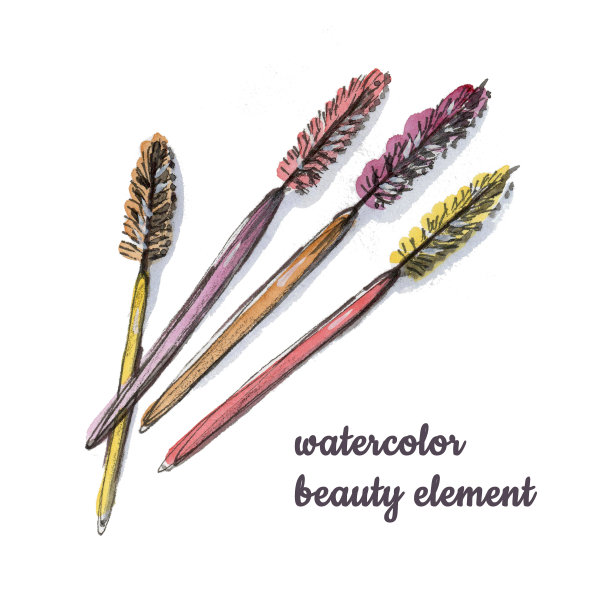 美丽的抽象水彩孤立睫毛扩展刷在白色背景。水彩画时尚插画美元素图片下载