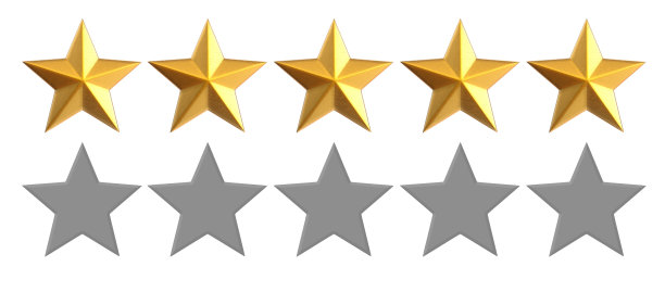 星星评级图标的3d插图图片下载