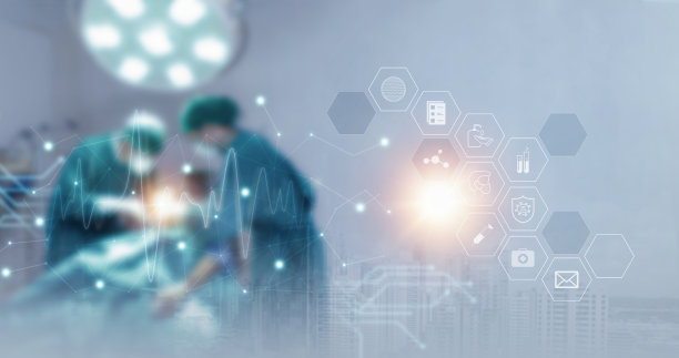 双曝光组医生手术团队在手术室背景与接口数据背景，医疗保健和医疗概念。图片下载