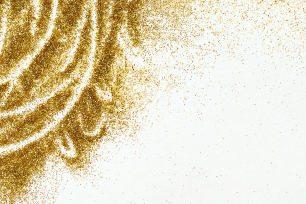 角落布置有金色闪光的灰尘铺在白纸上图片下载
