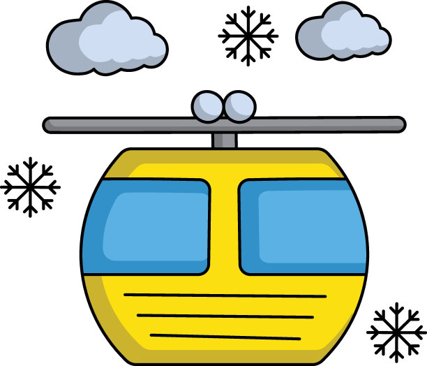 缆车与雪天气矢量图标设计，旅游和旅游符号，假日和假期标志，发现和勘探股票，高山地区运输插图，架空缆车概念图片下载