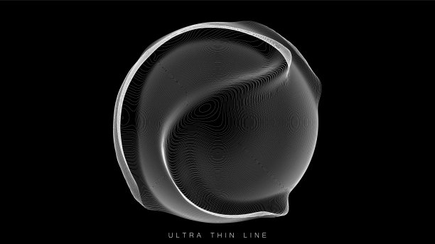 超薄线流体几何。动态矢量使球体变形。图片下载