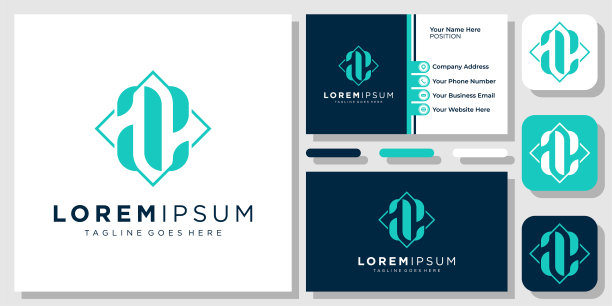 首字母AE EA组合镜方现代简单标志设计与名片模板图片下载